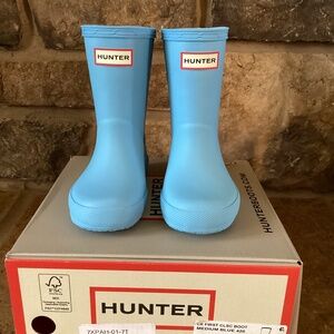 Hunter Rain Boots Liitle Kid 7 First Classic Medium Blue Children Waterproof NIB